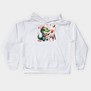 Valentine Love Crocodile Kids Hoodie